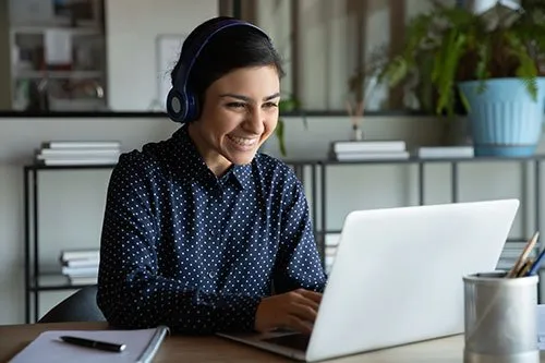 woman using laptop