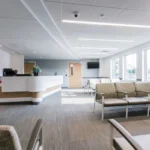 A clean, bright, and welcoming waiting area at an oral surgery practice.